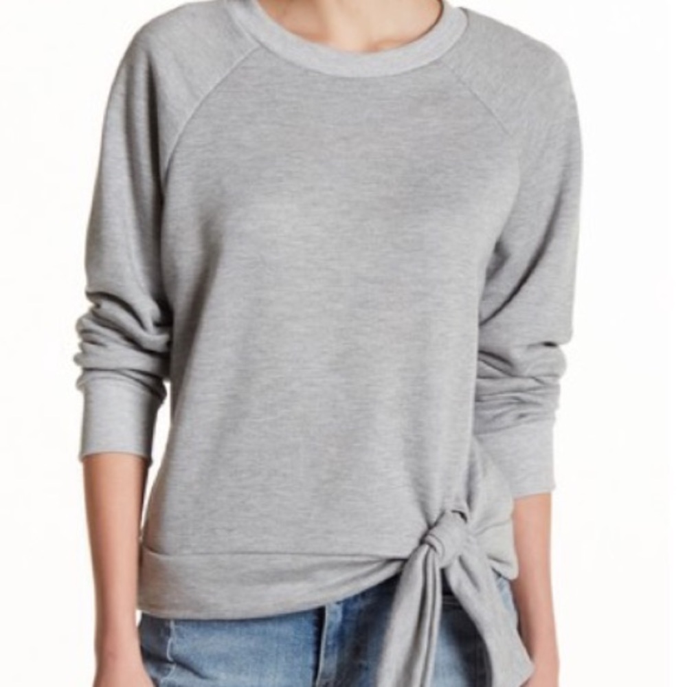 Bow waist tie sweatshirt gray NWT medium women's